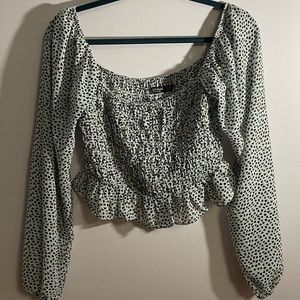Off the shoulder, Polka-dotted blouse. Nasty Gal. Size Small.